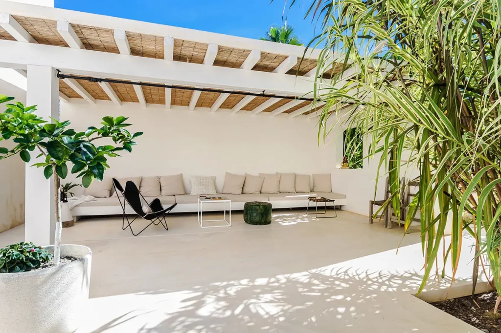 Mediterranean architecture in Ibiza with whitewashed walls and natural light