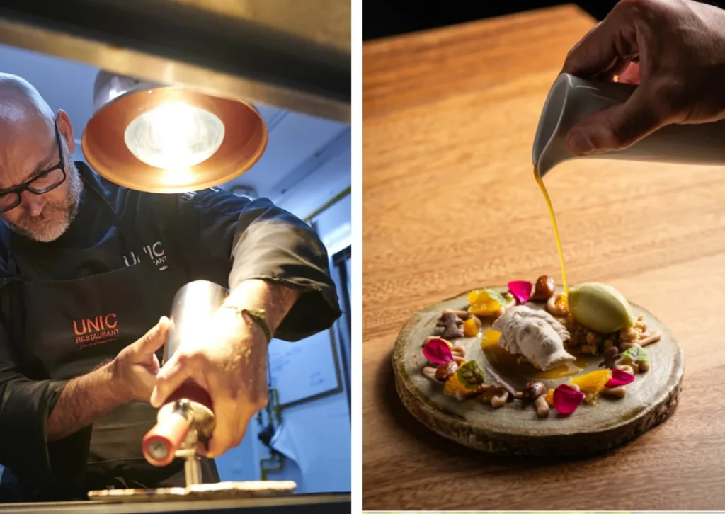 Gourmet Mediterranean dish at UNIC restaurant in Playa d'en Bossa
