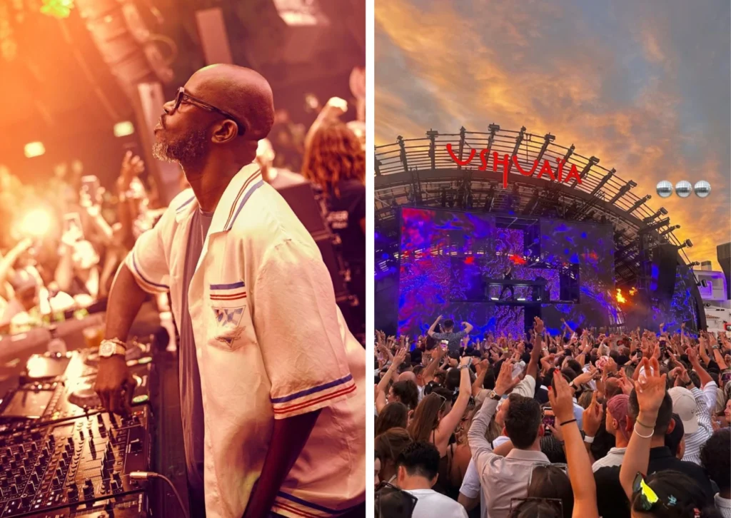 Black Coffee at Hï Ibiza and Ushuaïa crowd dancing during opening events
