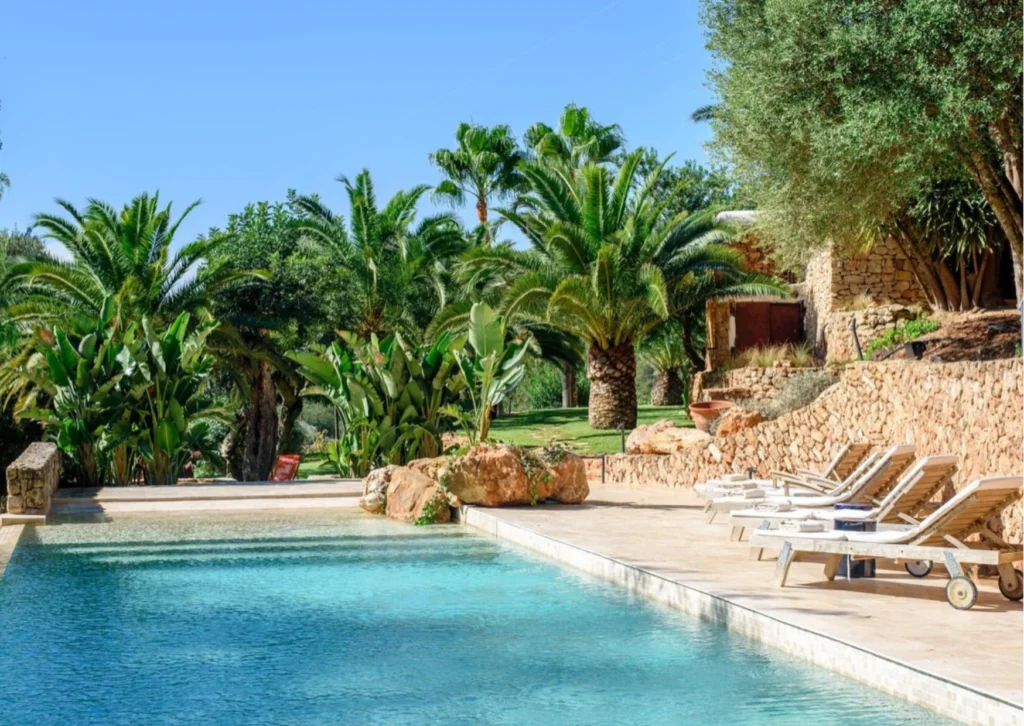 Exterior view of Home with a Heart, a charming luxury villa in the Ibiza countryside, perfect for the opening season