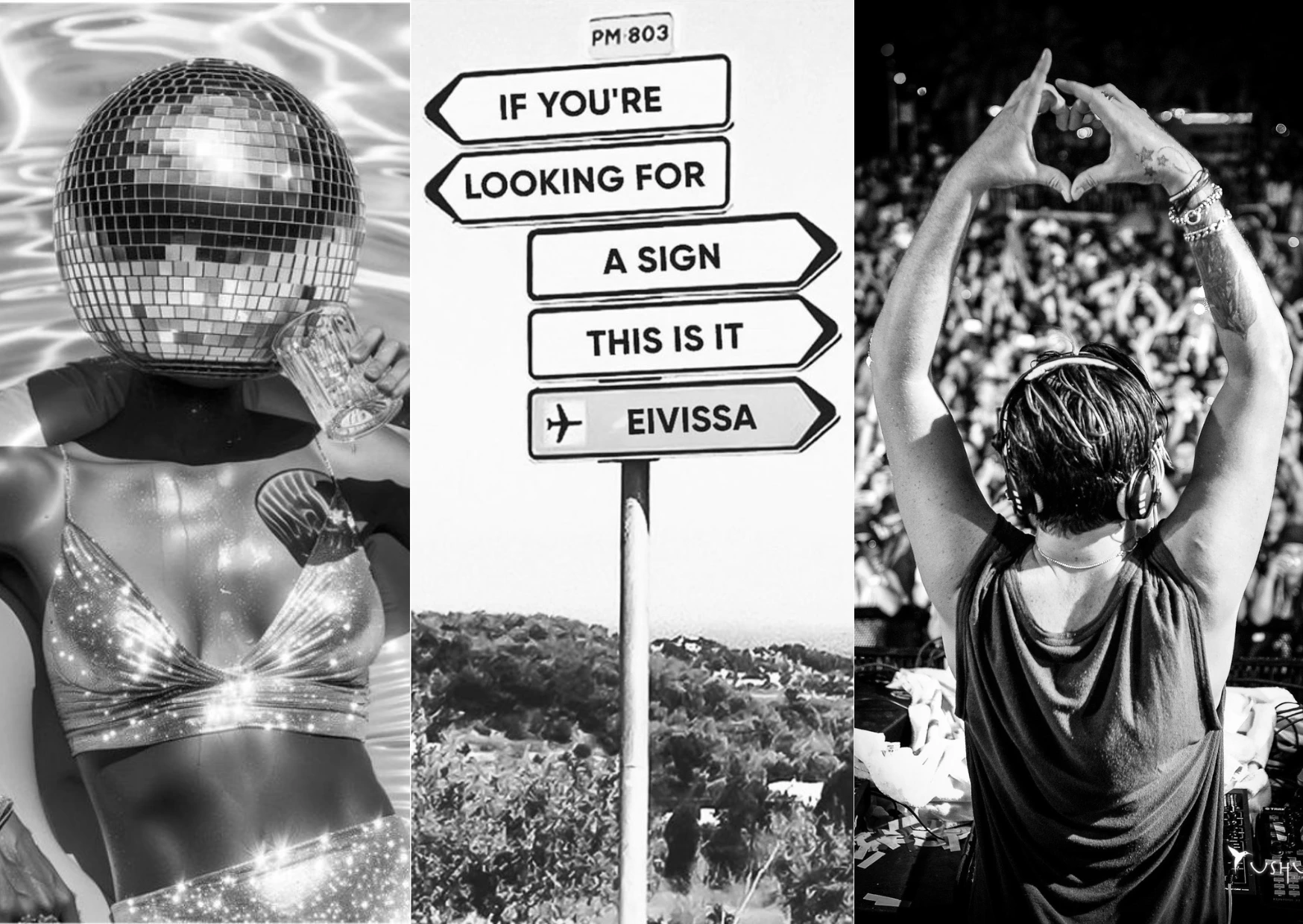 Ibiza opening parties collage capturing nightlife energy and atmosphere