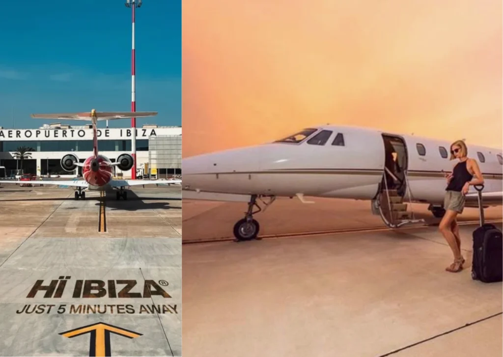 Luxury private aircraft at the Ibiza Airport Executive Terminal
